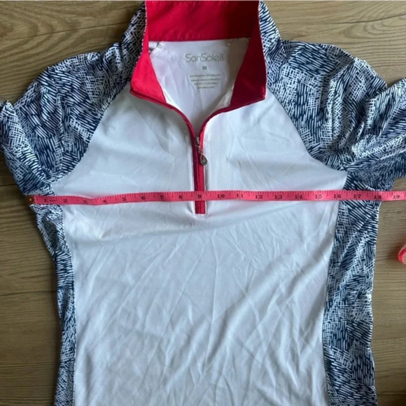 SanSoleil Women's SolCool Short Sleeve Mock Neck UPF golf Shirt Size Medium - Picture 6 of 7